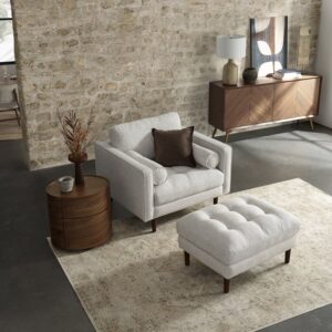 Bisque Armchair with Ottoman